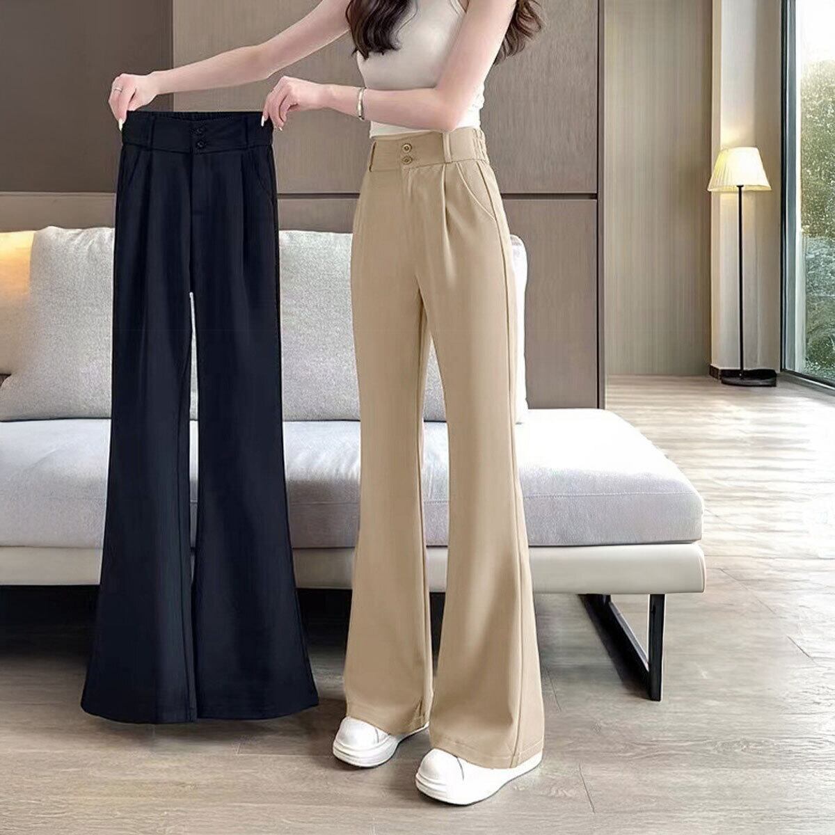 セミフレア ワイドパンツ レディース 春秋 韓国 スラックス 大人 きれいめ 通勤 ビジネス OL オフィス カジュアル フォーマル ハイウエスト 大人可愛い 大人女子