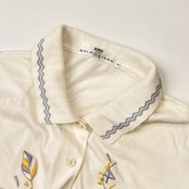 90s GOLF BALENCIAGA バレンシアガ 刺繍デザイン 長袖 ポロシャツ LL/ホワイト レディース ゴルフ ビンテージ