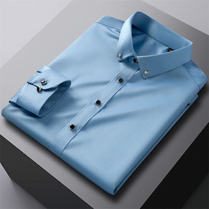 シャツ ワイシャツ ビジネスシャツ メンズ 7色 S-4XL 無地 フォーマル ビジネス スリムシャツ 紳士 24zm34