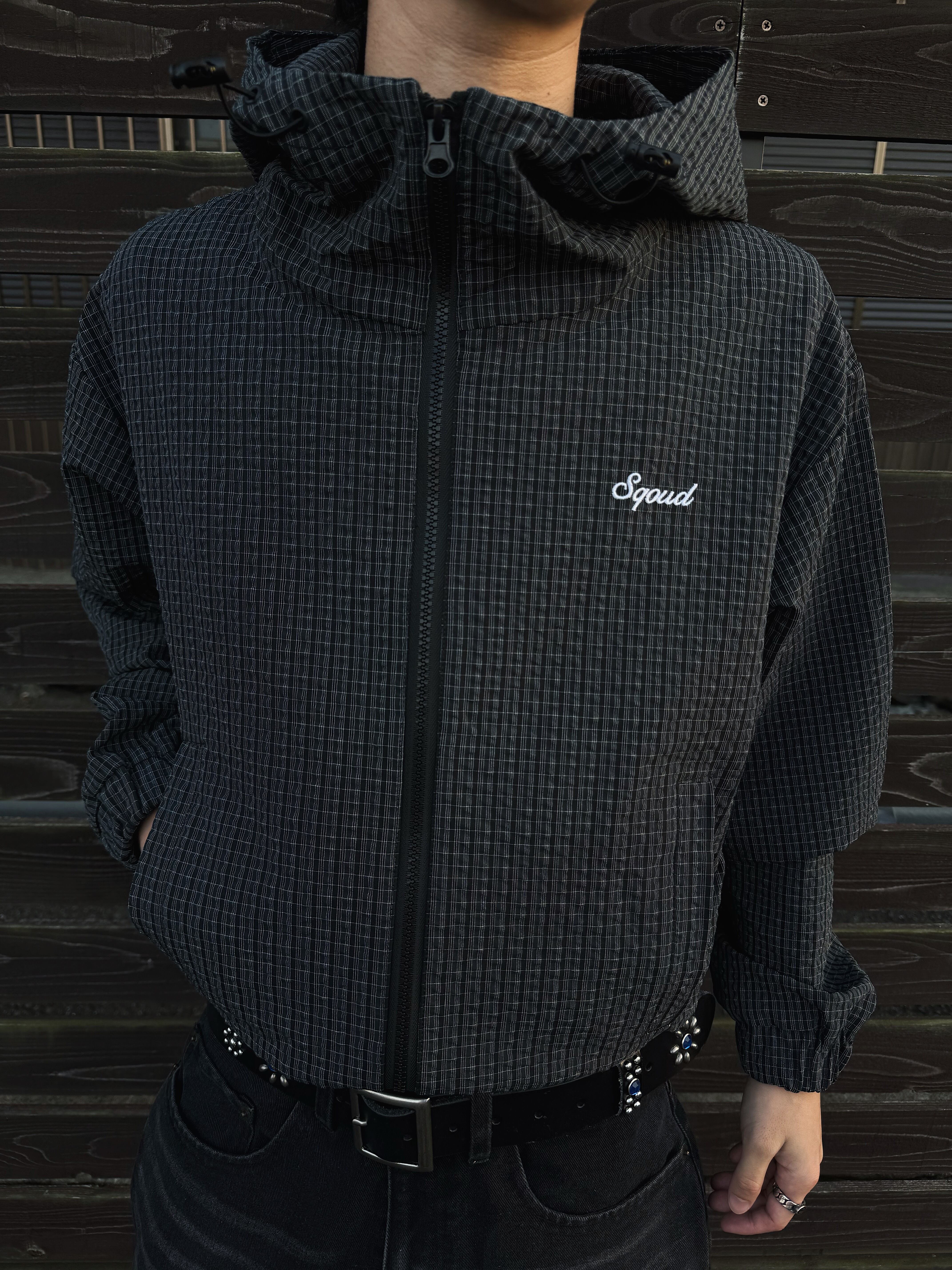 sqoud スクード Grid Cropped Jacket Cropped Jacket made from crêpe