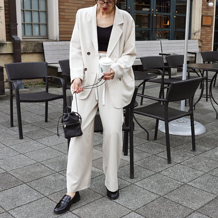 (Y61)別売りパンツとセットアップOK ストライプテーラードジャケット