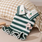 グリーンのボーダーニットワンピ