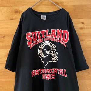 【GILDAN】軽音楽部 ハイスクール Tシャツ SUITLAND HIGH SCHOOL バックプリントINSTRUMENTAL MUSIC  2XL ビッグサイズ US古着