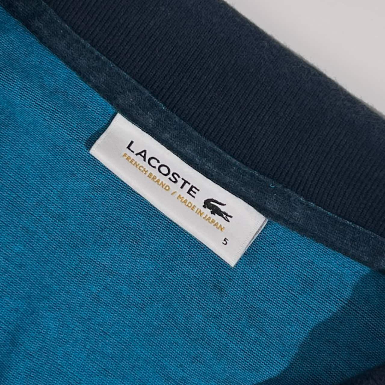 LACOSTE ラコステ スキッパー ポケット 天竺 半袖 ポロシャツ サイズ 5 /ネイビー×ブルー系 メンズ