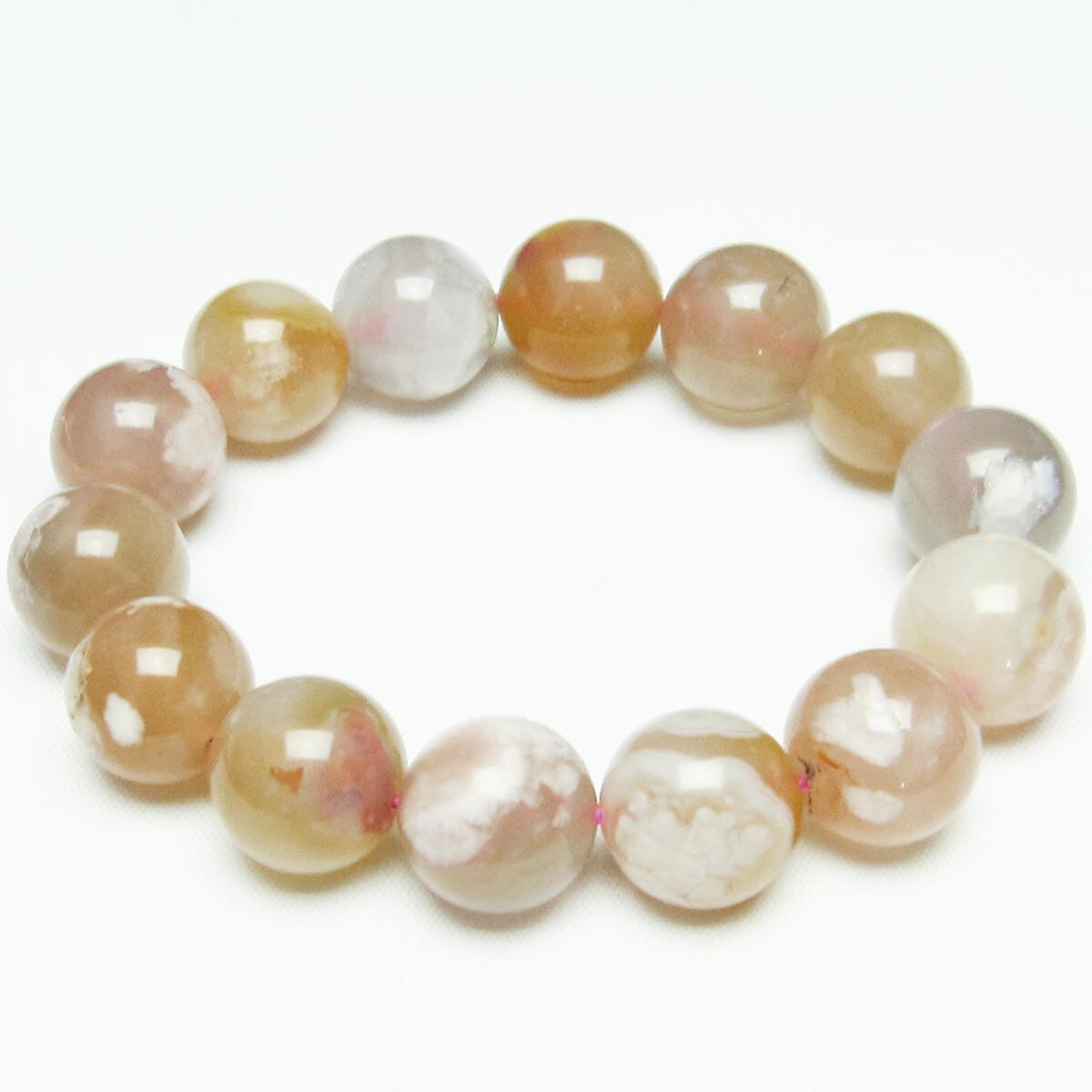 チェリーブロッサムアゲート ブレスレット 桜瑪瑙 15mm [M便 1/10] 111-24541