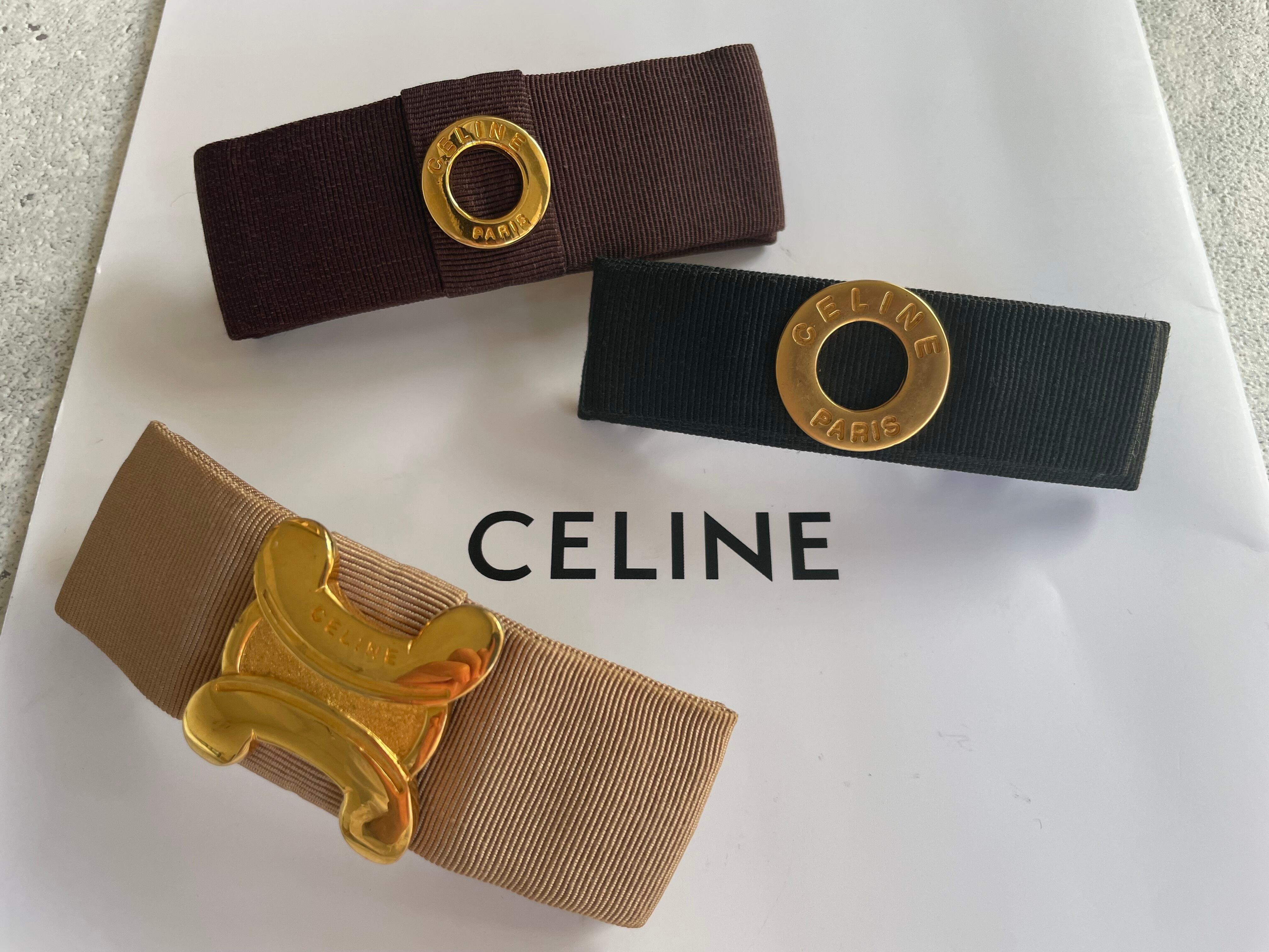 CELINE サークルロゴ バレッタ ブラウン celine セリーヌ | Petit luxe 