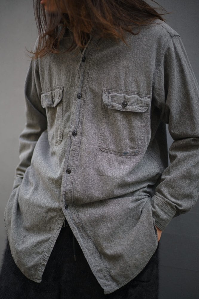 HERCULES] Vintage black chambray shirt with gusset Black chambray