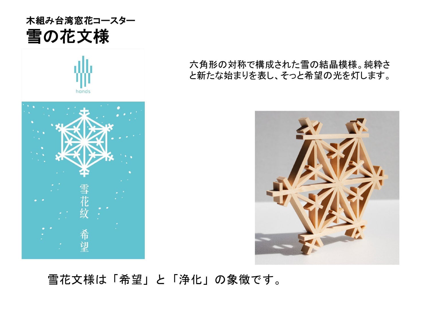 雪花紋]木組み台湾窓花コースター・窓花DIY体験キット【HANDS-手手