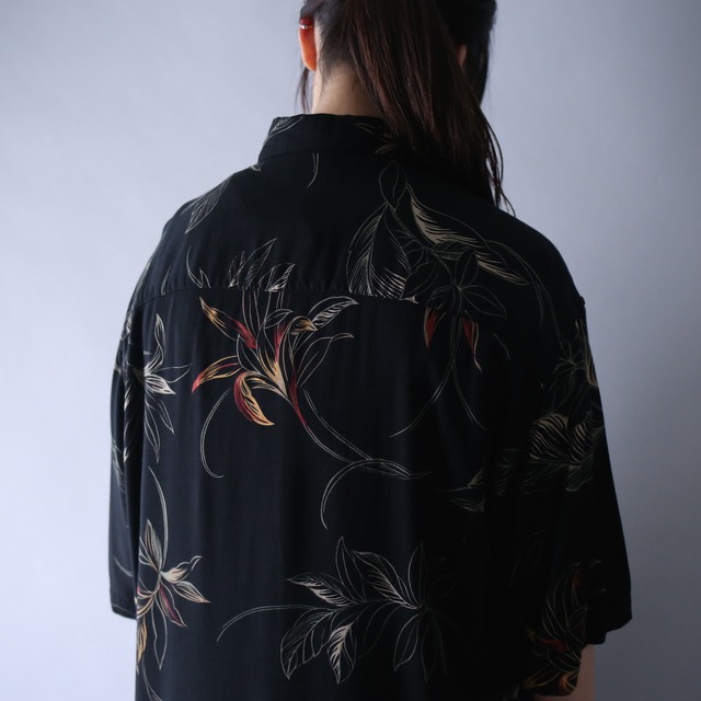 art reef full pattern loose silhouette black botanical h/s shirt