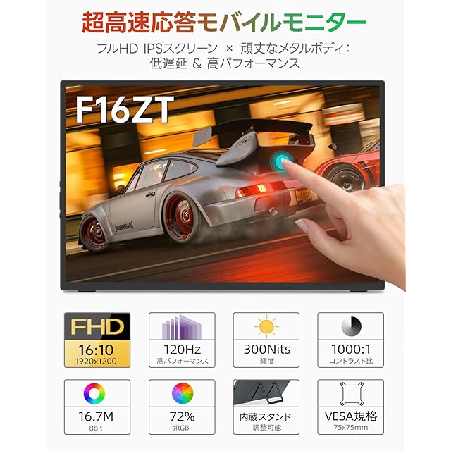 Intehill モバイルモニター 16インチ タッチパネル 10点タッチ応答