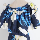 フラダンス 衣装 mmj modernistic エムエムジェイ モダニスティック ワンピース ドレス ネイビー系 日本製 2WAY 花柄 おしゃれ 大人っぽい きれい かわいい 華やか 鮮やか 明るい アロハ ハワイアンプリント フラ ダンス レッスン 練習