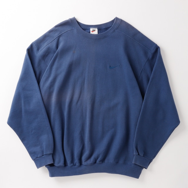 【美品】80s Vintage NIKE sweatshirt crew neck made in USA fade navy  ／ヴィンテージ  ナイキ スウェット トレーナー フェード ネイビー  USA製 ビッグサイズ L