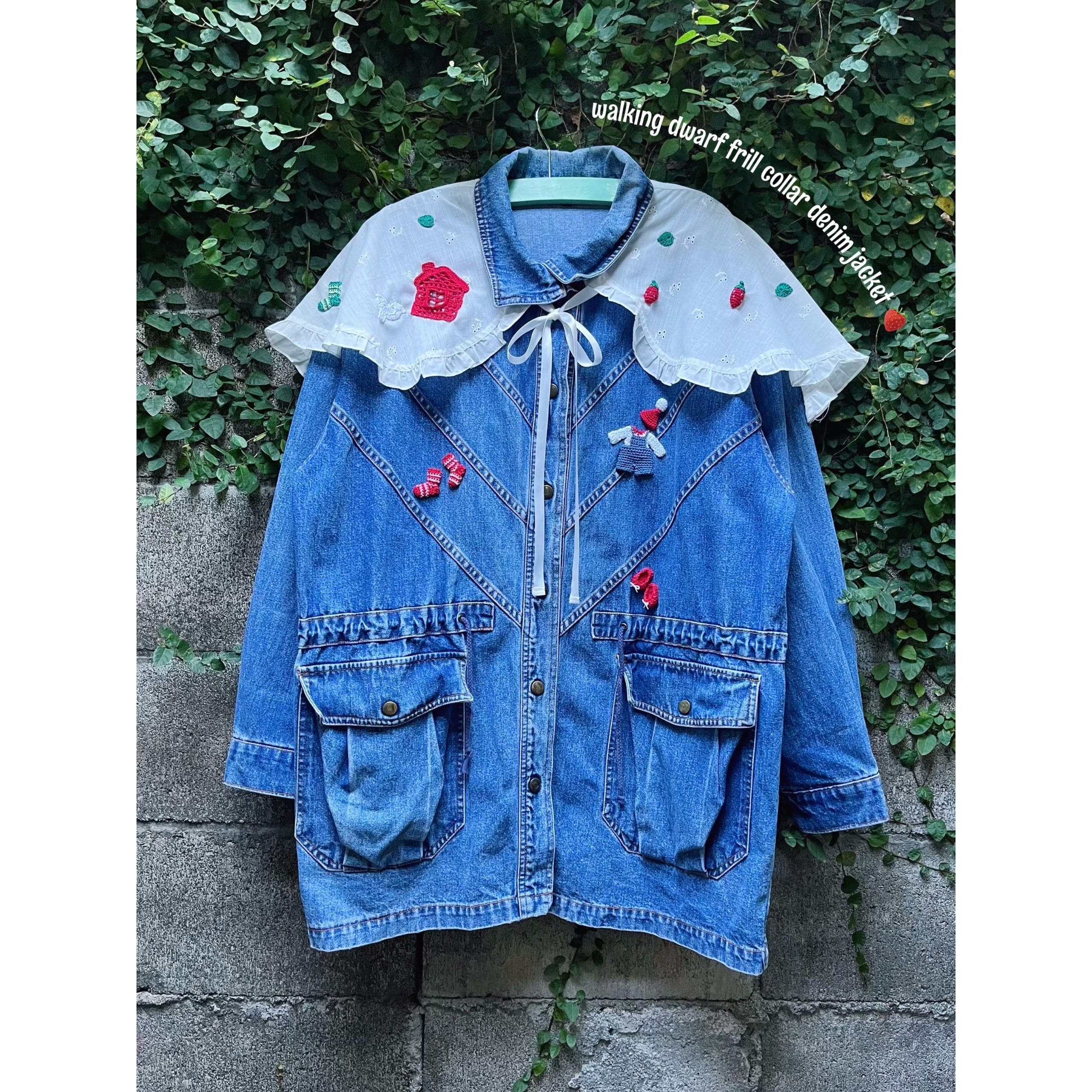 remake ✂︎ walking dwarf frill collar denim jacket
