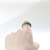 【18号】深緑 翡翠くり抜き甲丸リング A貨翡翠 jd_rg2193