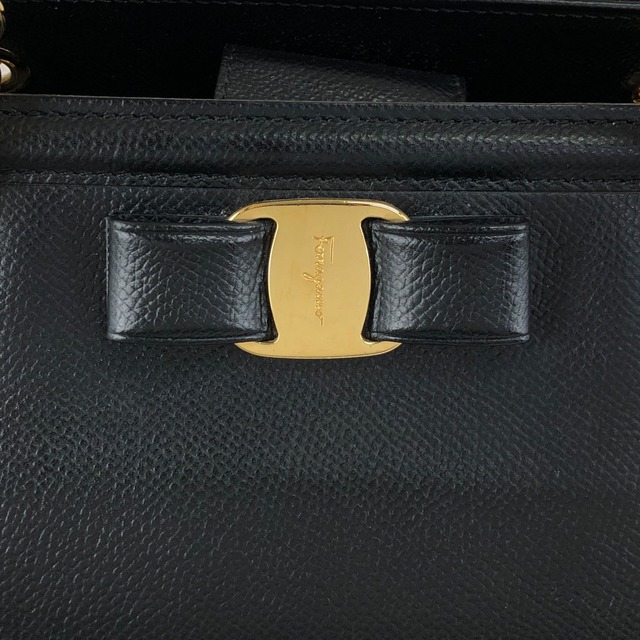 Salvatore Ferragamo サルヴァトーレ フェラガモ ハンドバッグ ブラック ヴァラ レザー チェーンショルダー vintage ヴィンテージ オールド 3bmif6