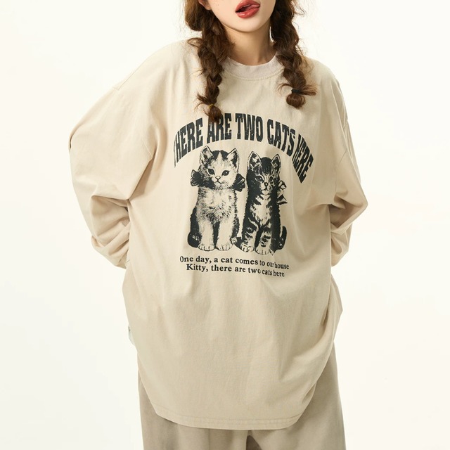cat design long tee　キャットデザインロングティー　J2161