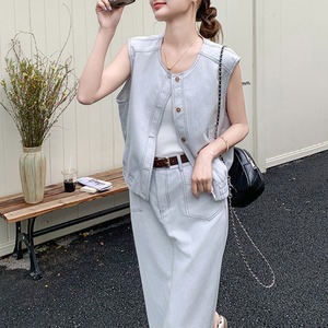 Denim vest and skirt set S711