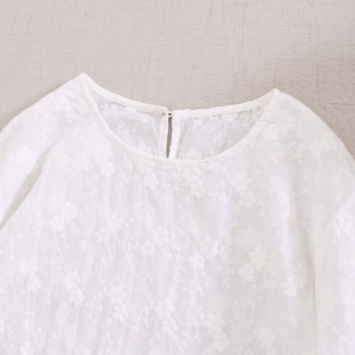 2色/裾切り替え刺繍ギャザーワンピ ・12154