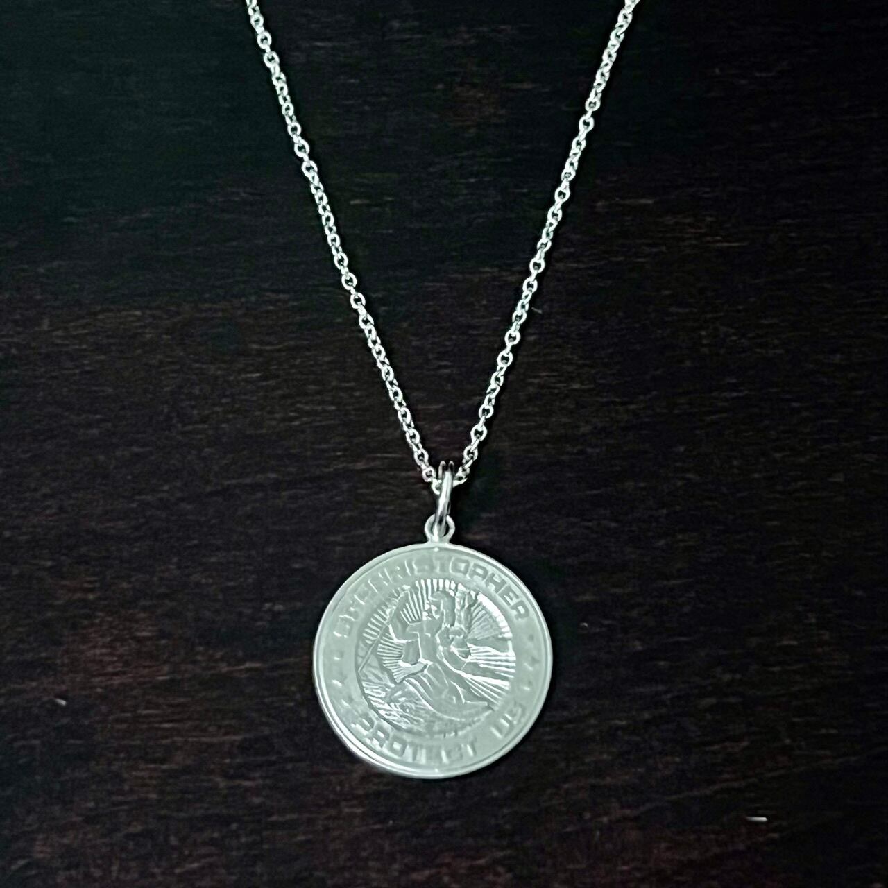 OLD TIFFANY & CO. St. CHRISTOPHER Medal Charm Necklace Sterling