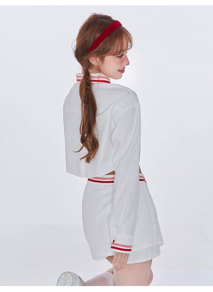 セットアップ】ストリート スポーツ カジュアル 白 赤 テニス 水色