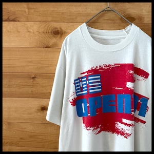 【US OPEN】90s Tシャツ 全米オープンゴルフ プリント ロゴ シングルステッチ US古着