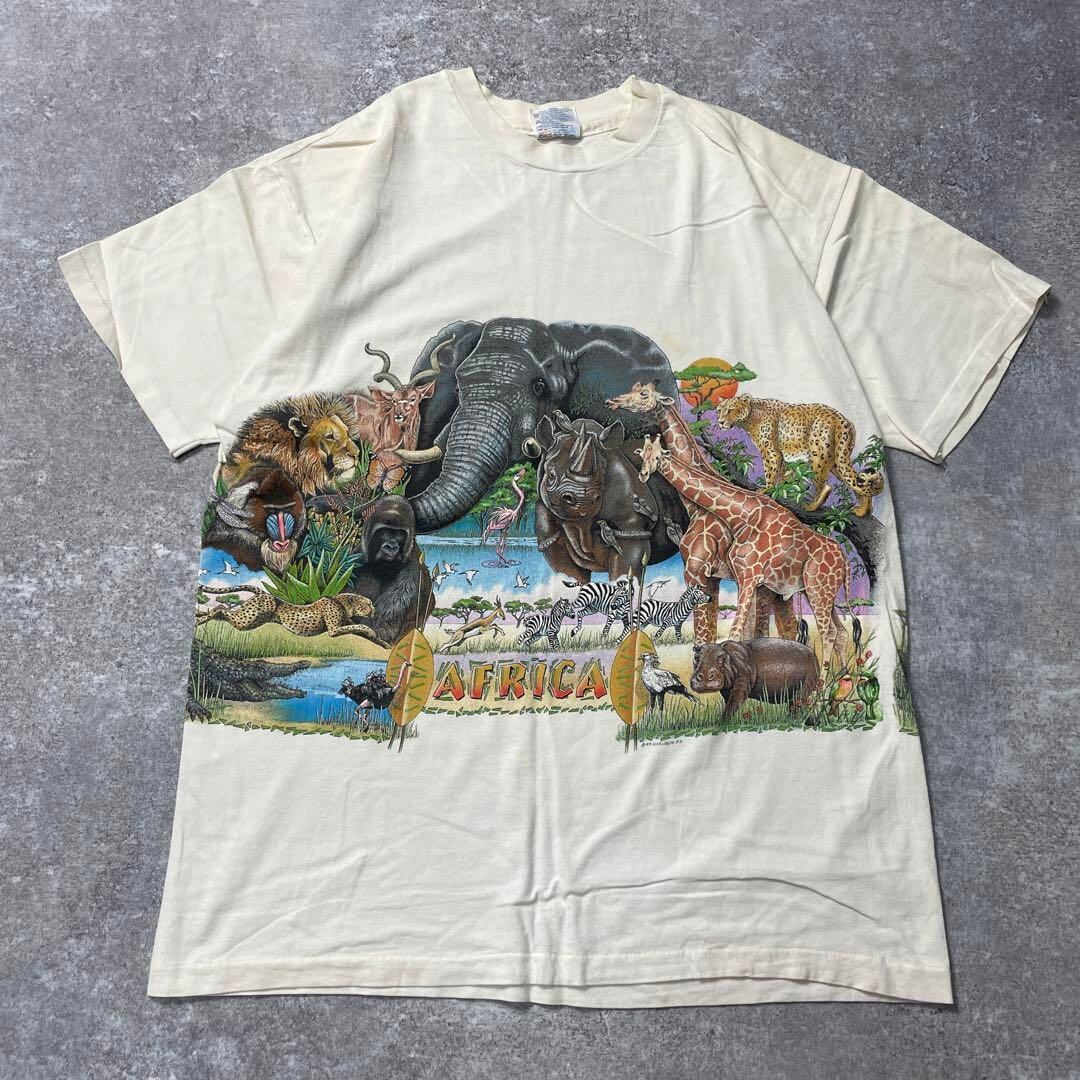 90s USA製 AFRICA アニマル 動物 vintage Tシャツ