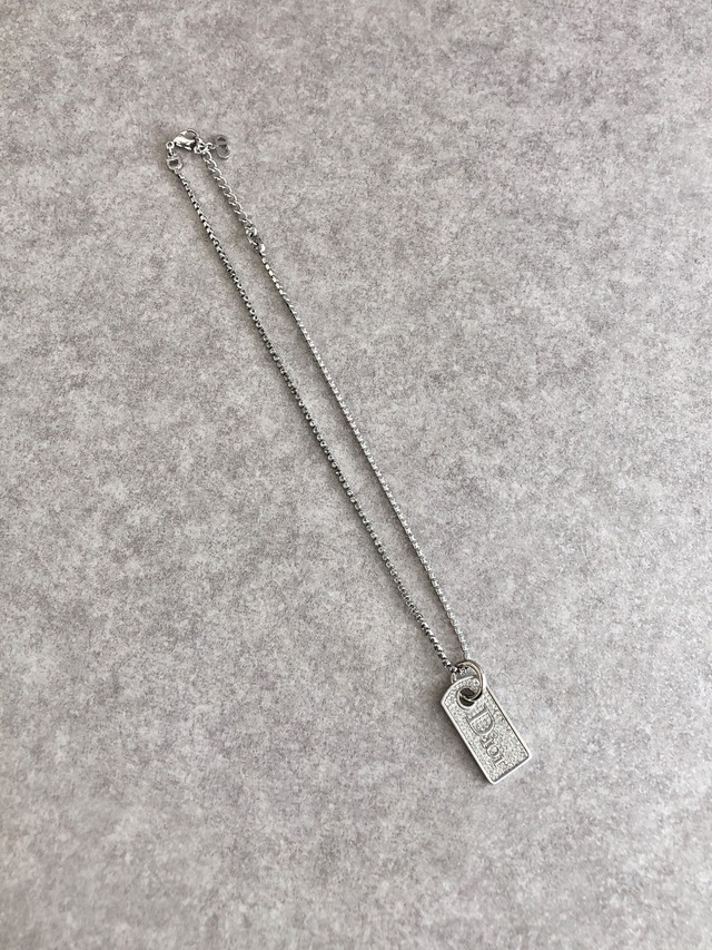 Christian Dior クリスチャン ディオール ネックレス シルバー ロゴプレート ラインストーン vintage ヴィンテージ オールド tug7mx