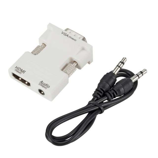 iFormosa HDMI to VGA アダプター 音声出力機能付 3.5mm音声ケーブル付 白 IF-H2V-WT