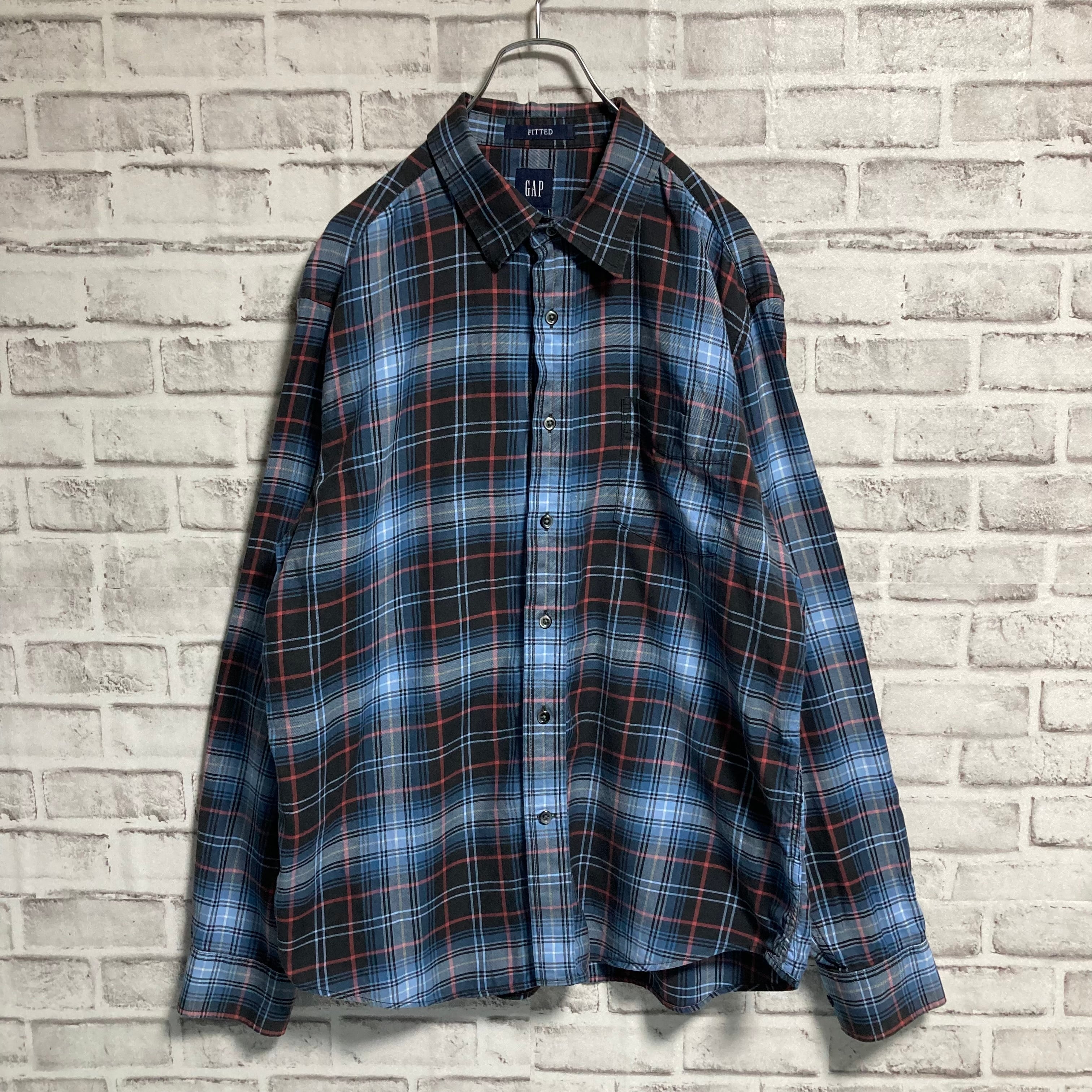 GAP】L/S Check Shirt L 90s “OLD GAP” チェックシャツ オープンカラー 