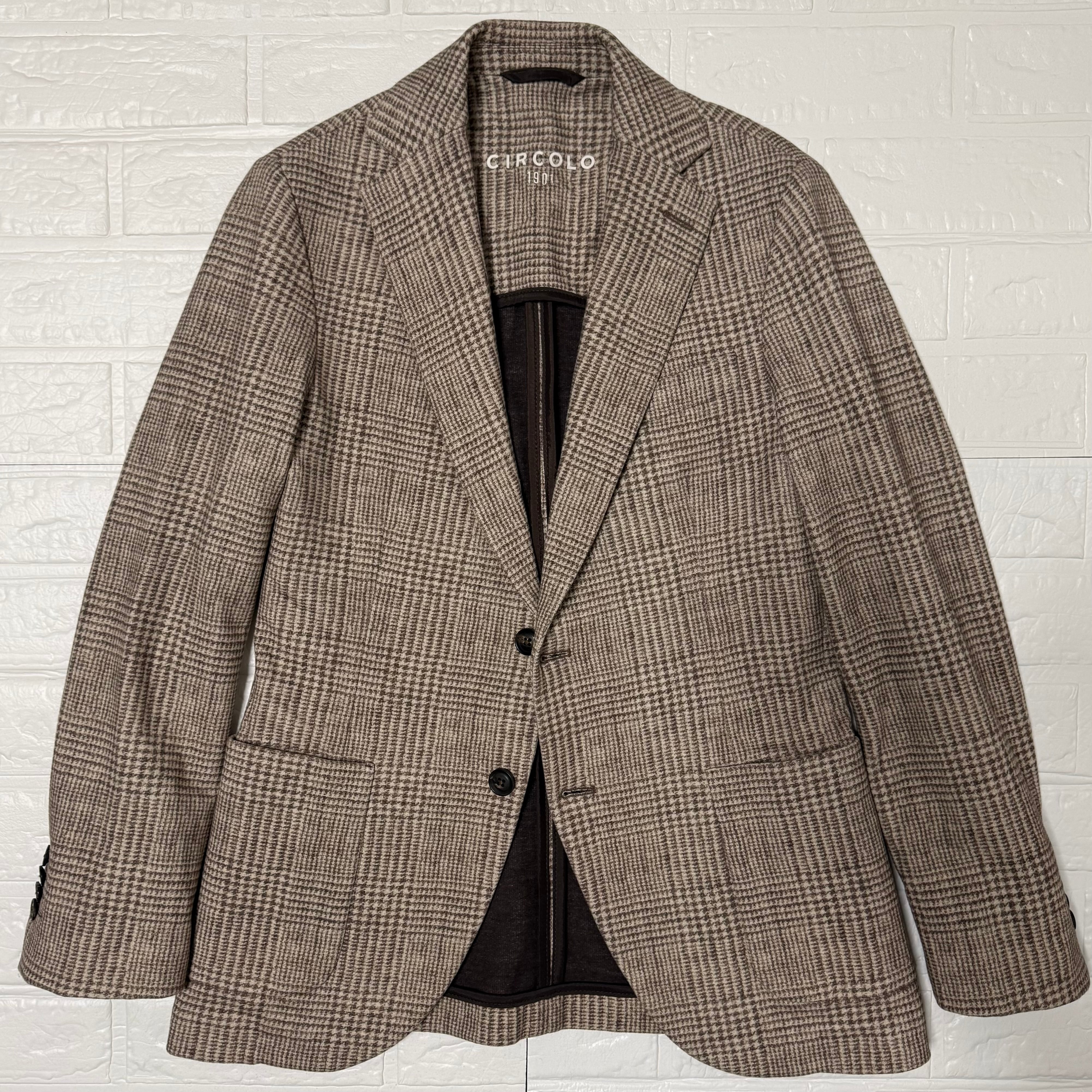 CIRCOLO1901 グレンチェック コットン ジャージージャケット ブラウン