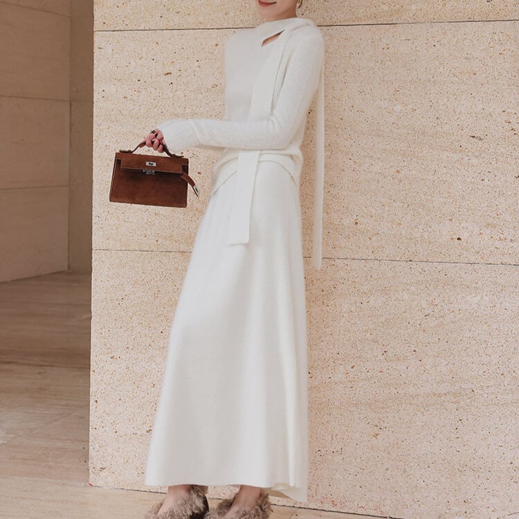 Aライン ニット ロングスカート 2col H10830