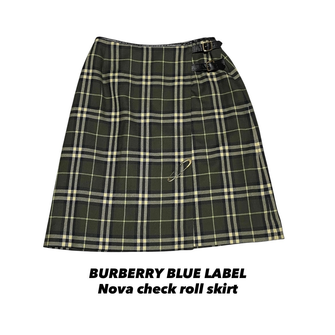 Burberry バーバリー グリーンチェック プリーツスカート ロール