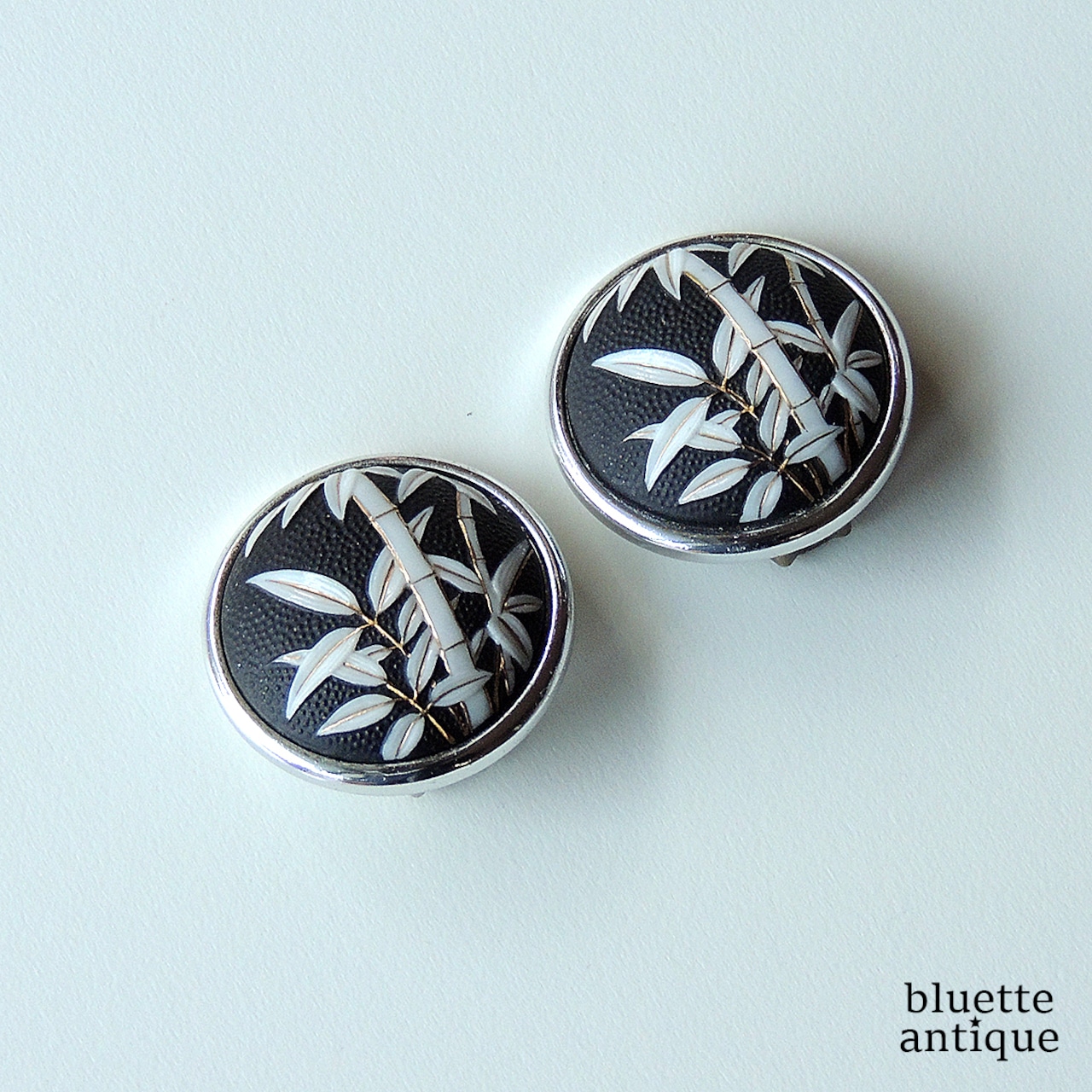 ヴィンテージ トシカネジュエリー 有田焼 竹文様 イヤリング