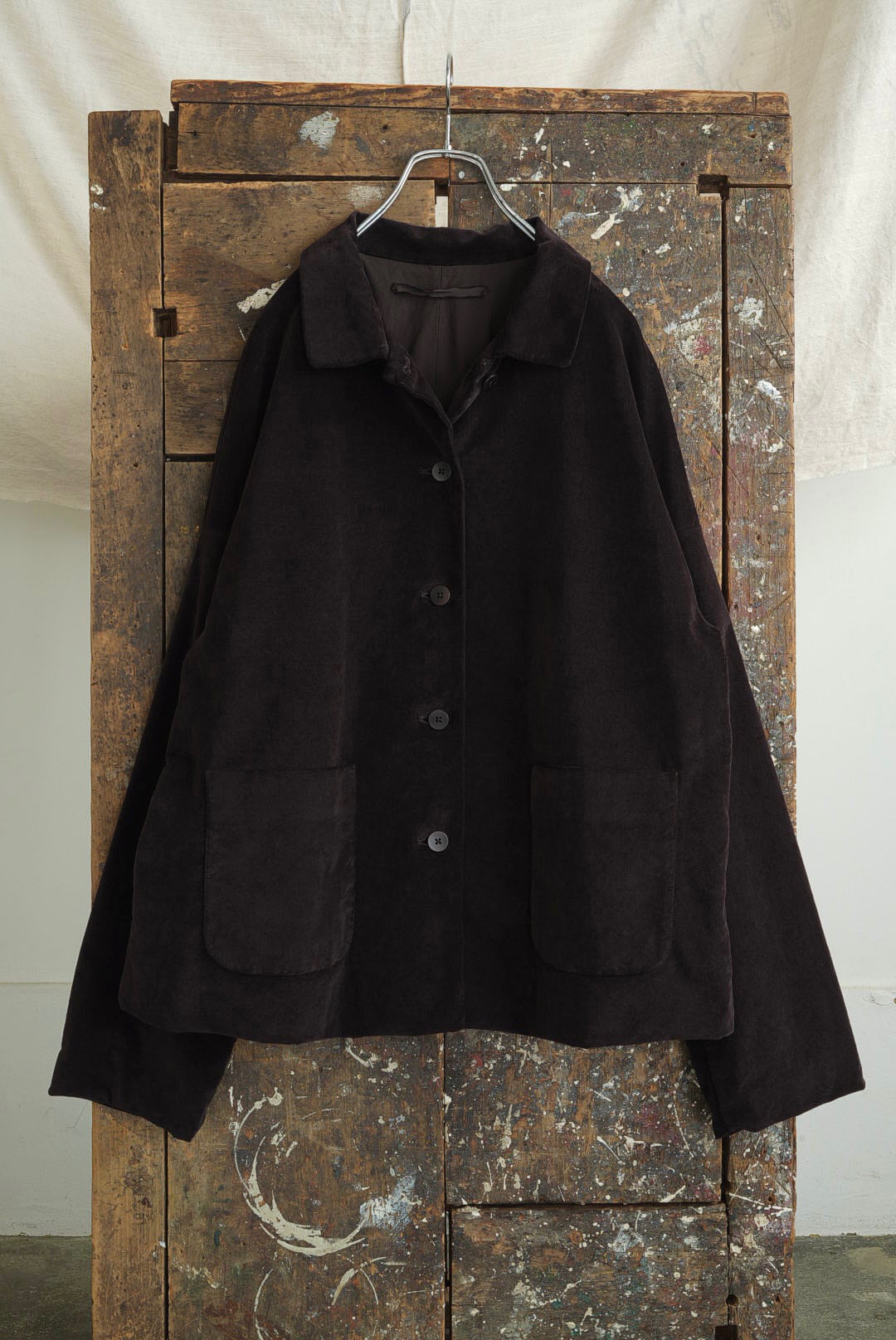 ALBUM DI FAMIGLIA - SHIRT LOOSE BLAZER VELVET (CHOCOLATE)