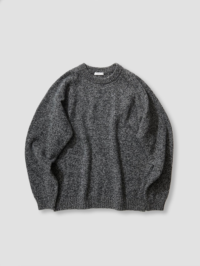 ATON　LAMBS WOOL CREWNECK SWEATER　CHARCOAL MOKU　KRAGGW0402