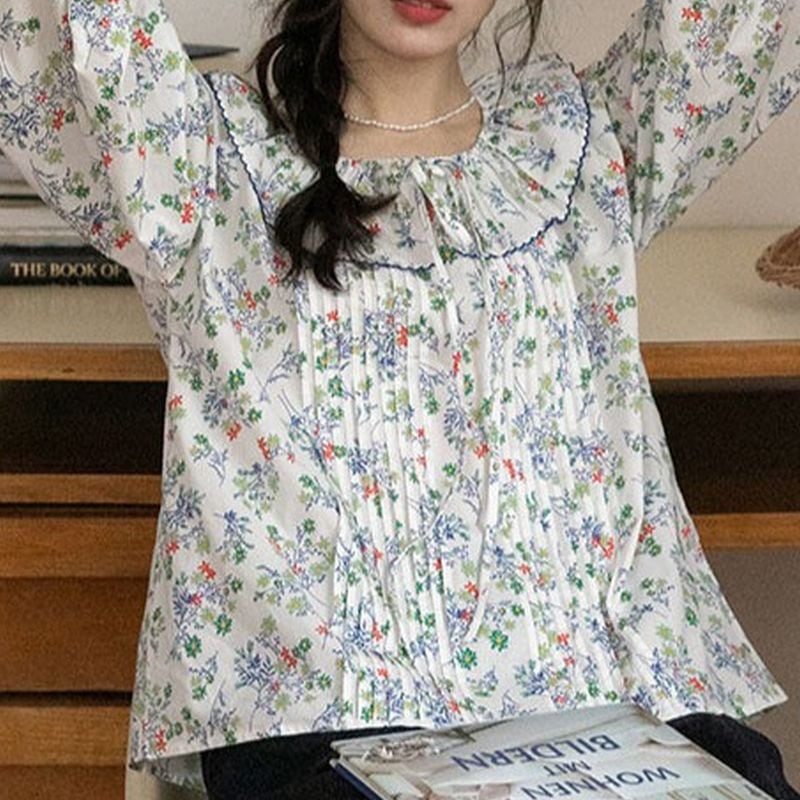 レトロフレンチ花柄ブラウス L1156 | Little fleur リトルフルール