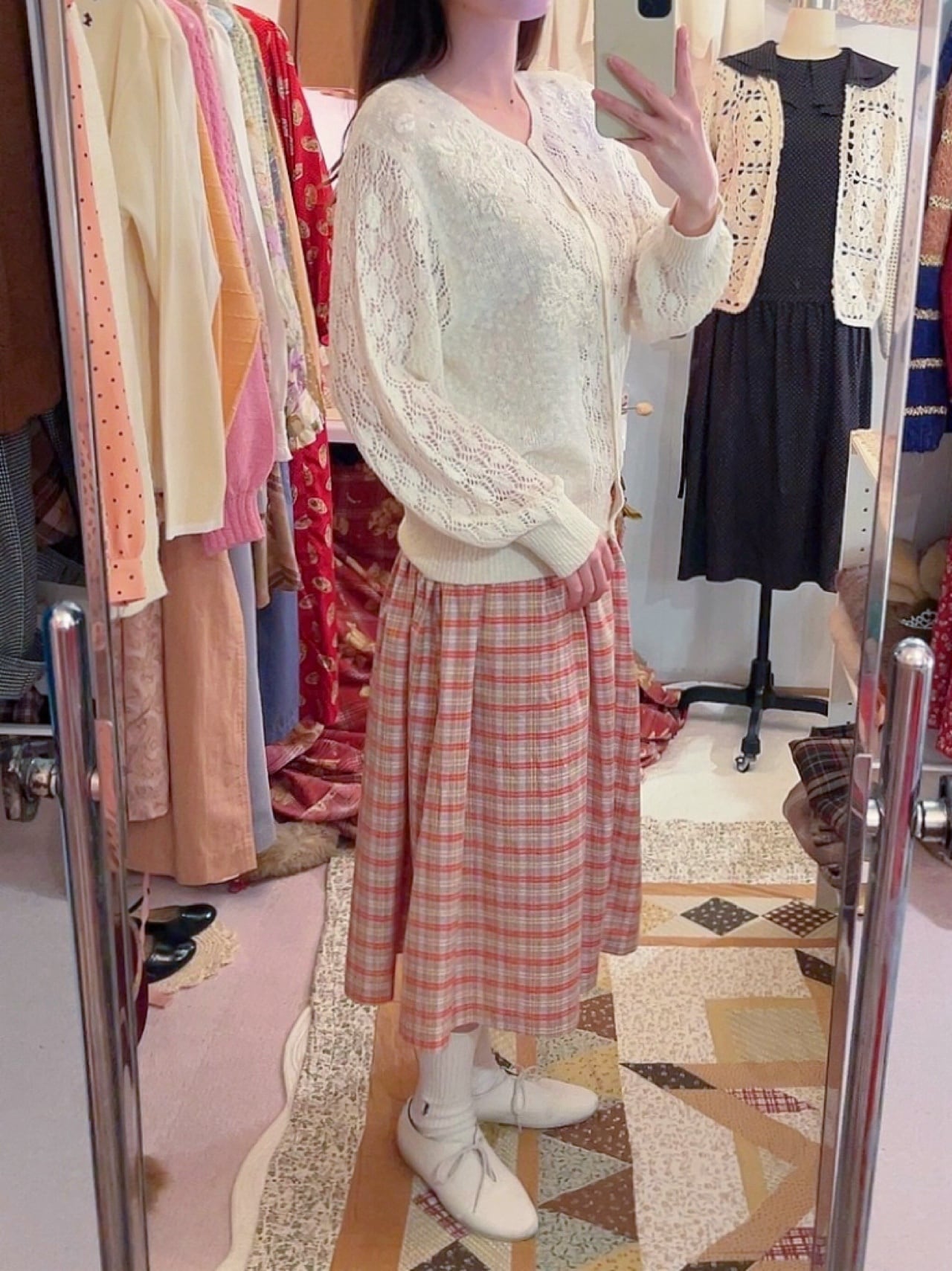 flower sequin open work cardigan