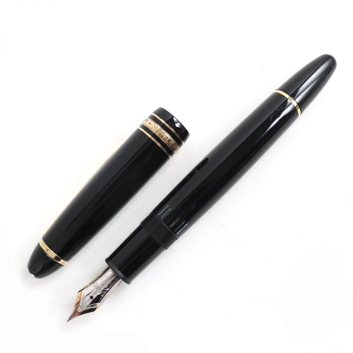 極美品△MONTBLANC モンブラン マイスターシュテュック 145 ホワイトスター Mニブ ペン先 14K 万年筆 カートリッジ式 ブラック×ゴールド