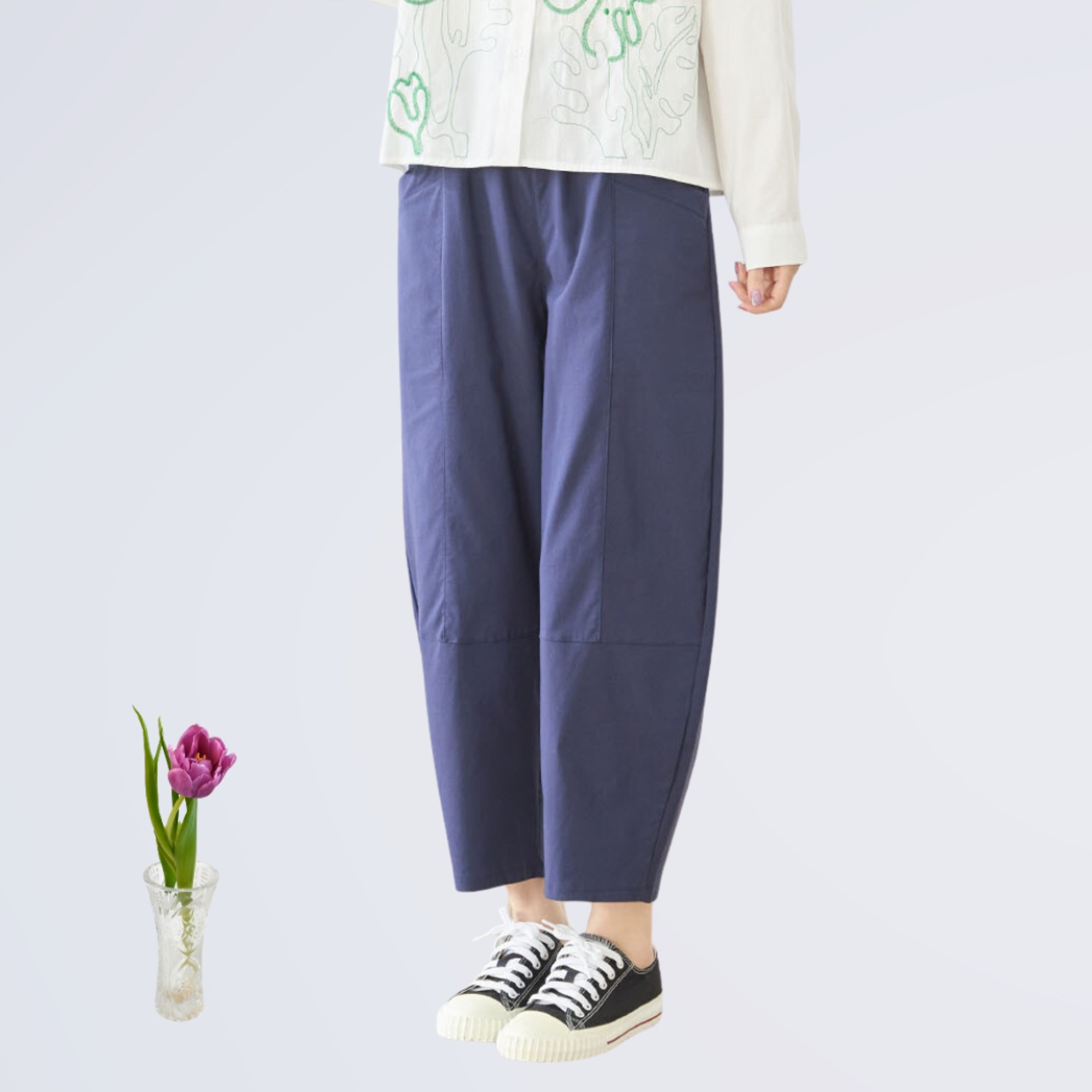 TRUBE タック入りバルーンシルエットパンツ【M~L】ネイビー