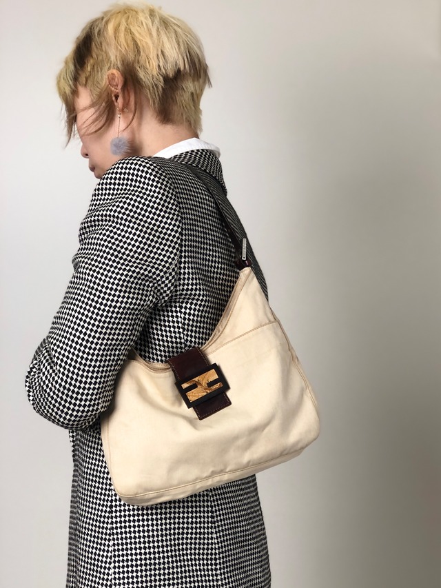 FENDI フェンディ ペカン柄 ハンドバッグ ブラック PVCレザー 2WAY ミニボストン vintage ヴィンテージ オールド 63dppy