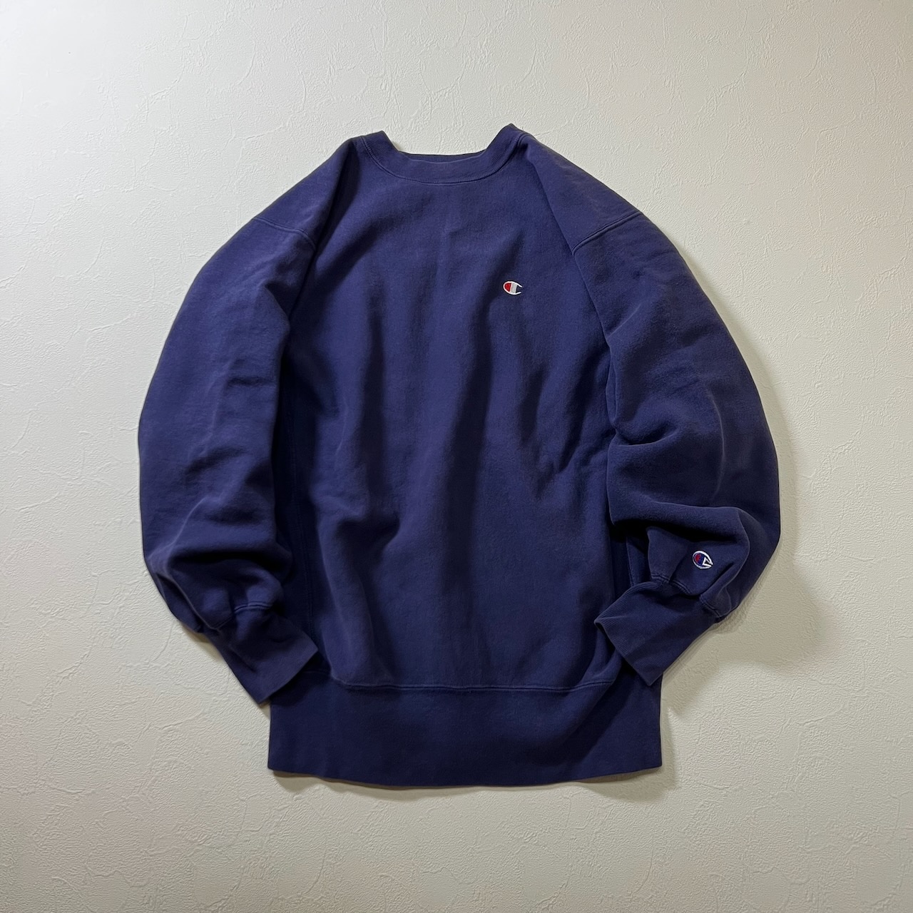 90s USA champion REVERSE WEAVE 目有り 無地 スウェット トレーナー プルオーバー チャンピオン リバースウィーブ パープル XL 古着