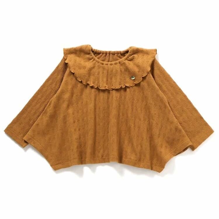 Frilled Collar L/S Tee【90-140cm】Mustard