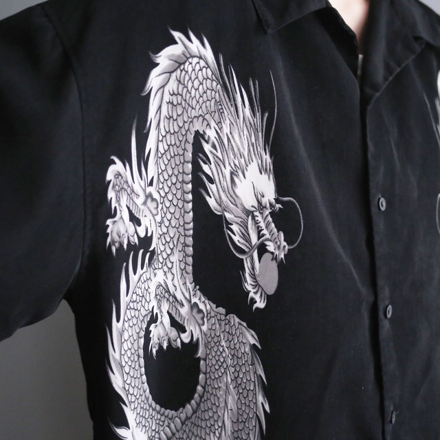 dragon and fire graphic loose h/s shirt