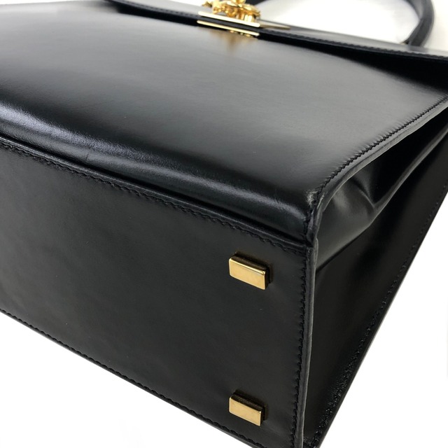 CELINE セリーヌ　ガンチーニ　マンテル　レザー　ハンドバッグ　ブラック　vintage　ヴィンテージ　オールドセリーヌ　xzxdk2