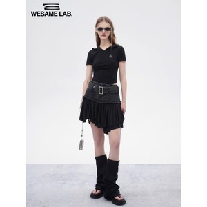 【REQUEST】Waistband Denim Spliced A-line Skirt