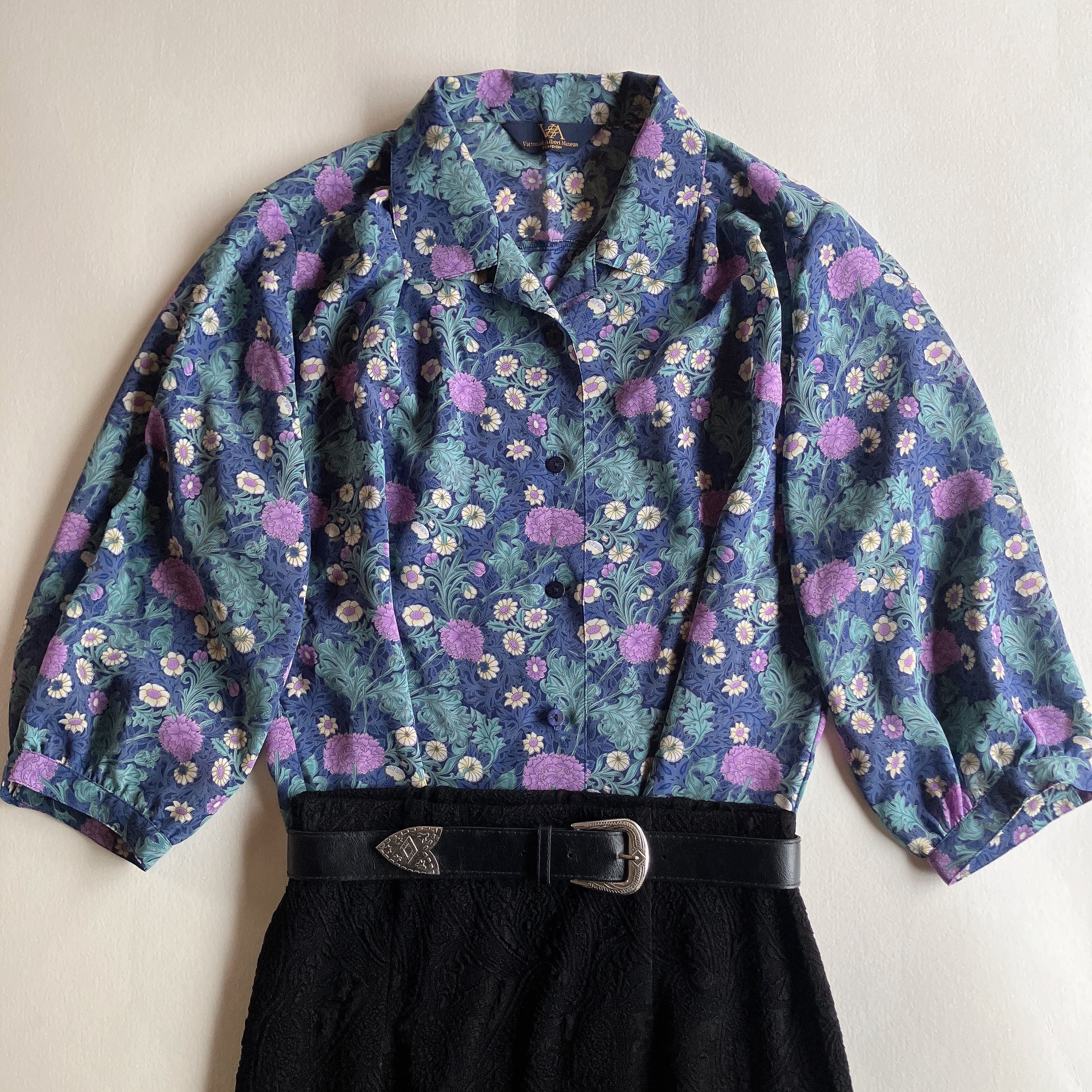 used レトロモダン総柄 モヘア混ブラウス 古着 ヴィンテージ vintage ブラウス | 古着屋mojo