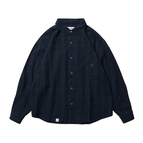 【Evisen Skateboards ゑ】SEERSUCKER PLAID L/S SHIRT(Green)〈国内送料無料〉