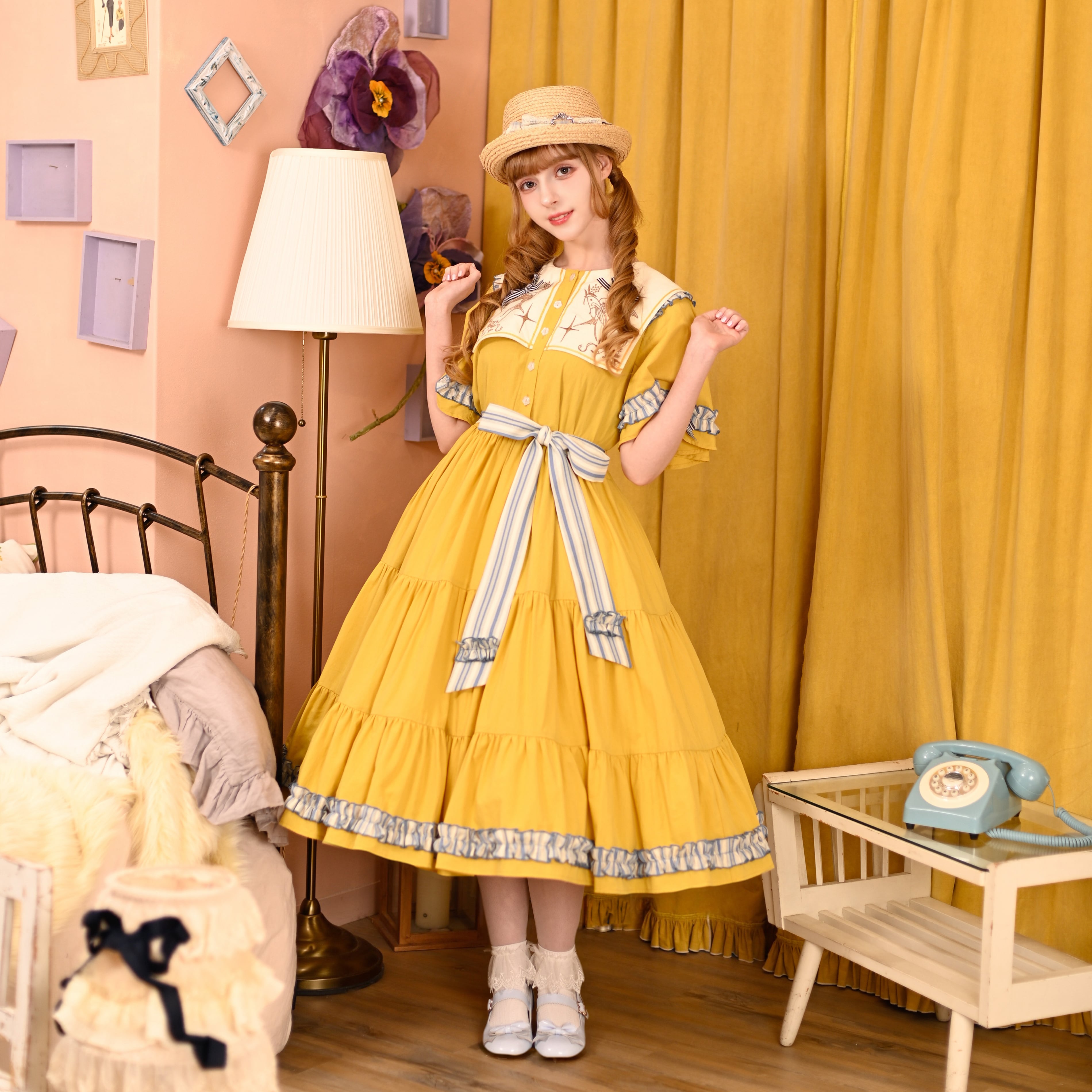 カナリアの唄 -soleil- スクエアカラーワンピース | HoshibakoWorks