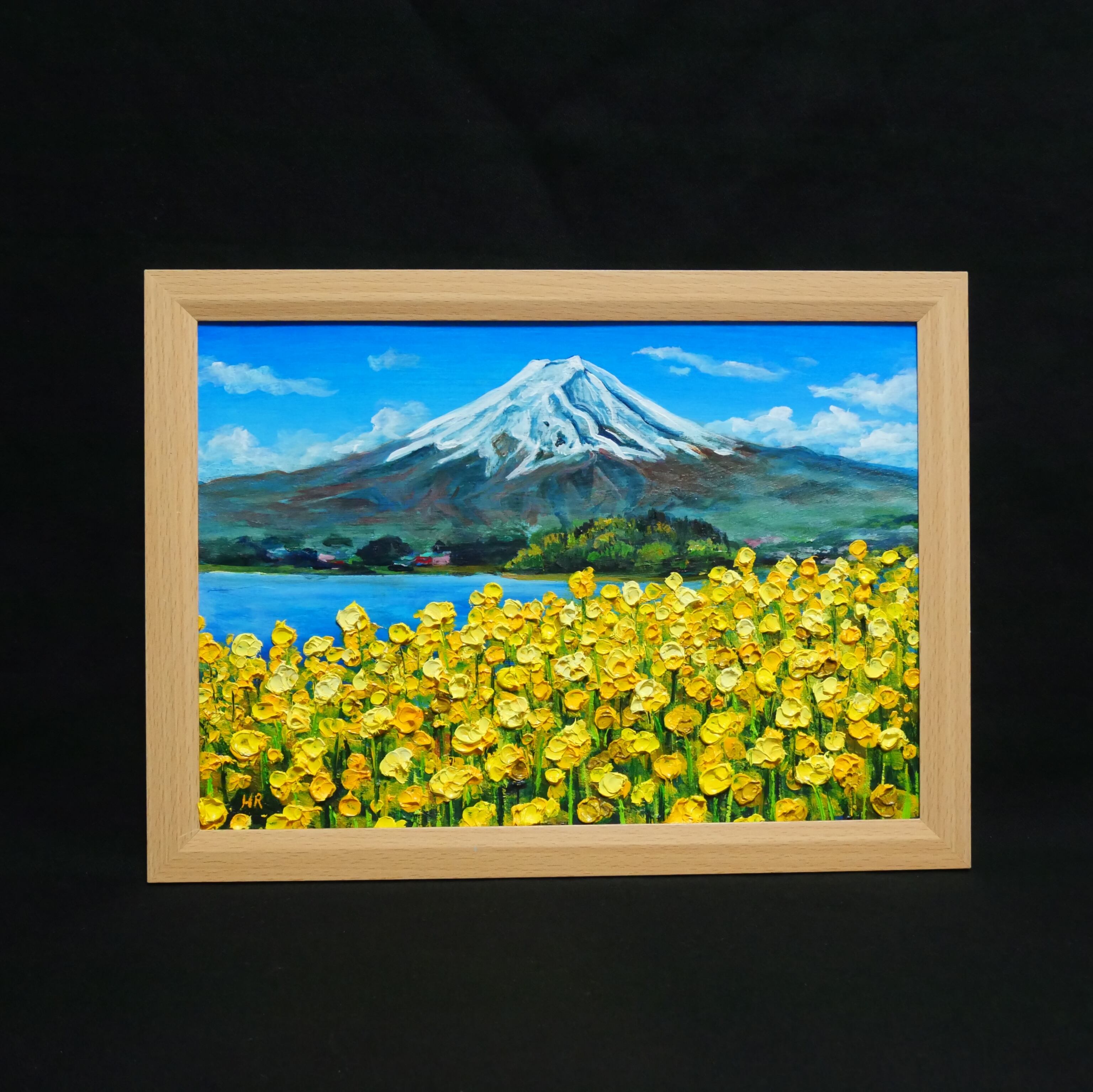 油絵 絵画 富士山【春の息吹と、悠久の富士】油彩画 原画 風景 癒やし