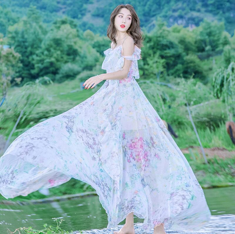 取り寄せ品】水彩テイストの花柄が大人可愛い♡ロングワンピース